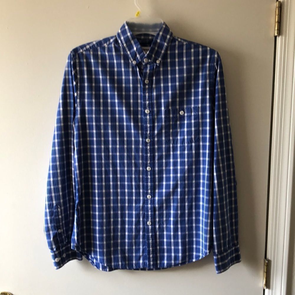 Express Long Sleeve Fitted Button Down Shirts Size SP. GUC Blue/ white